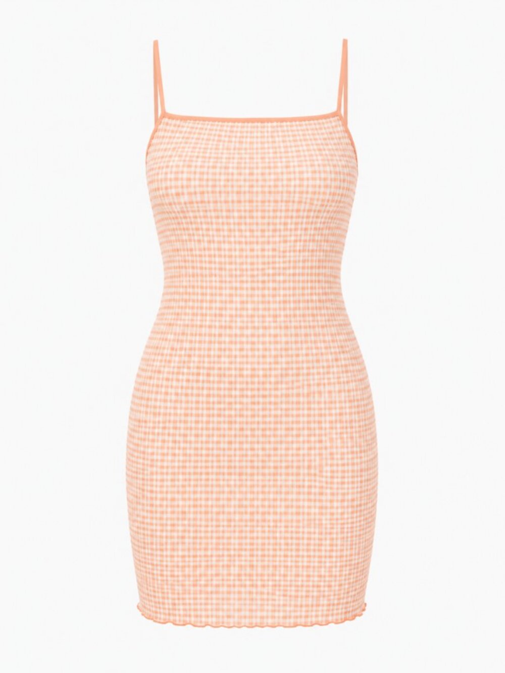Wilfred Jazz Peach Gingham Lettuce Hem Mini Dress Size 2XL